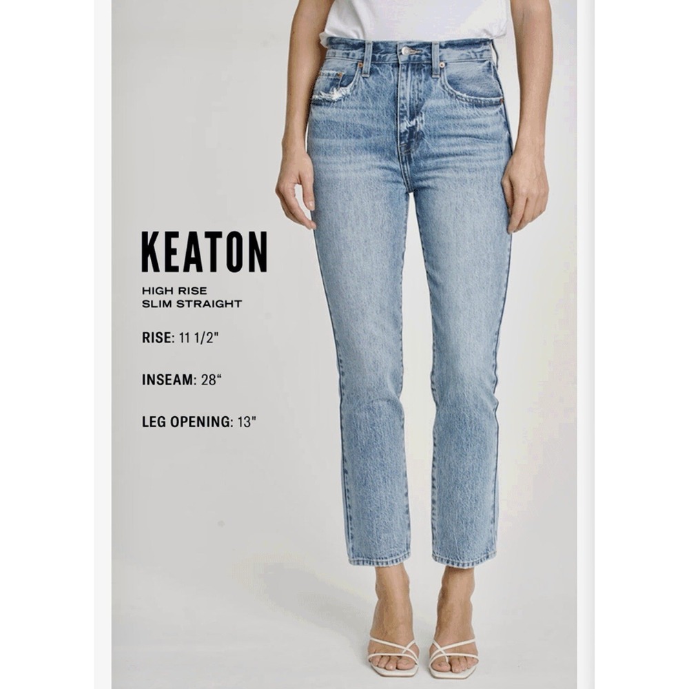 Pistola Keaton High Rise Slim Straight Jeans in Static Wave Acid Wash Sz 26 NWT